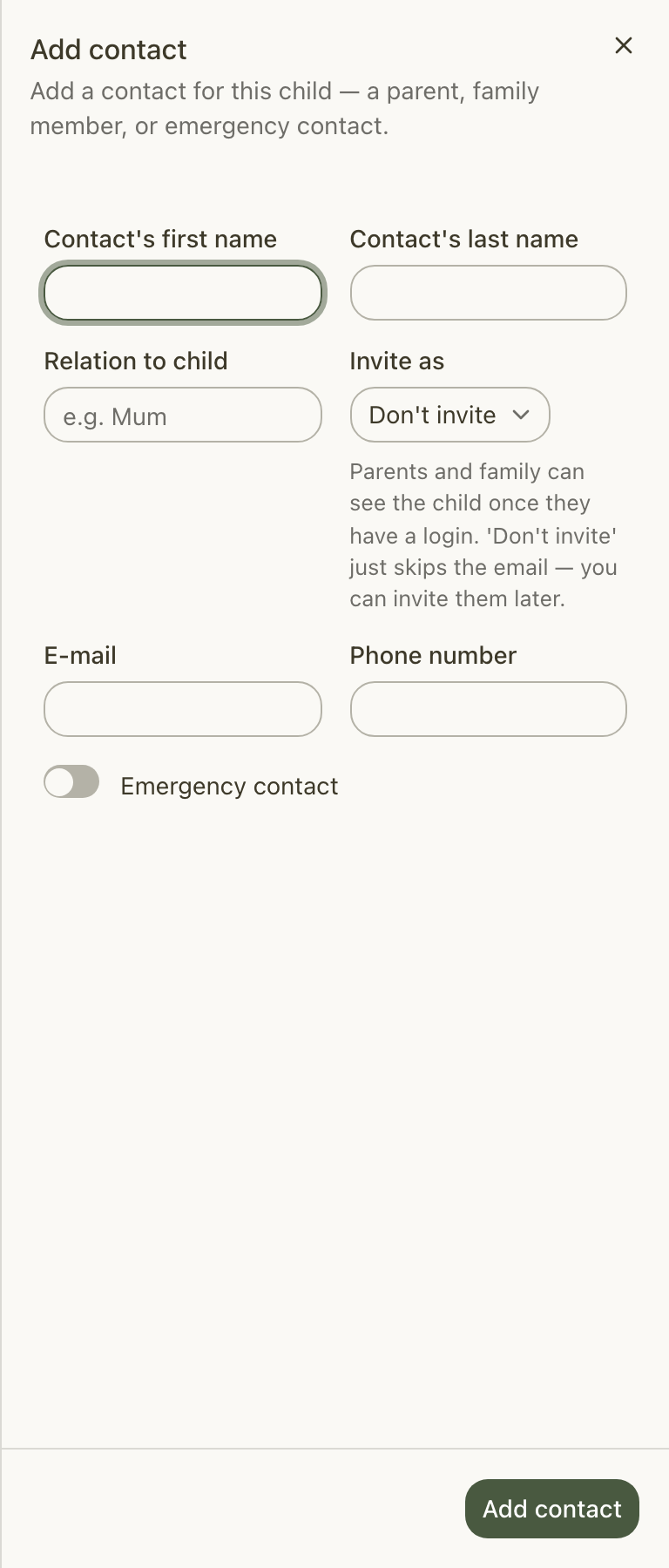 Adding a contact