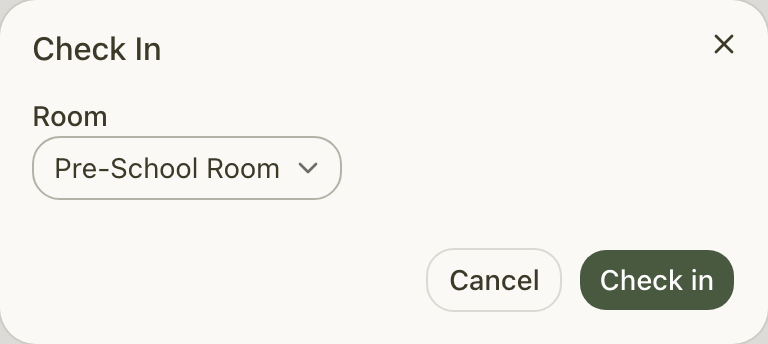 The Check In dialog